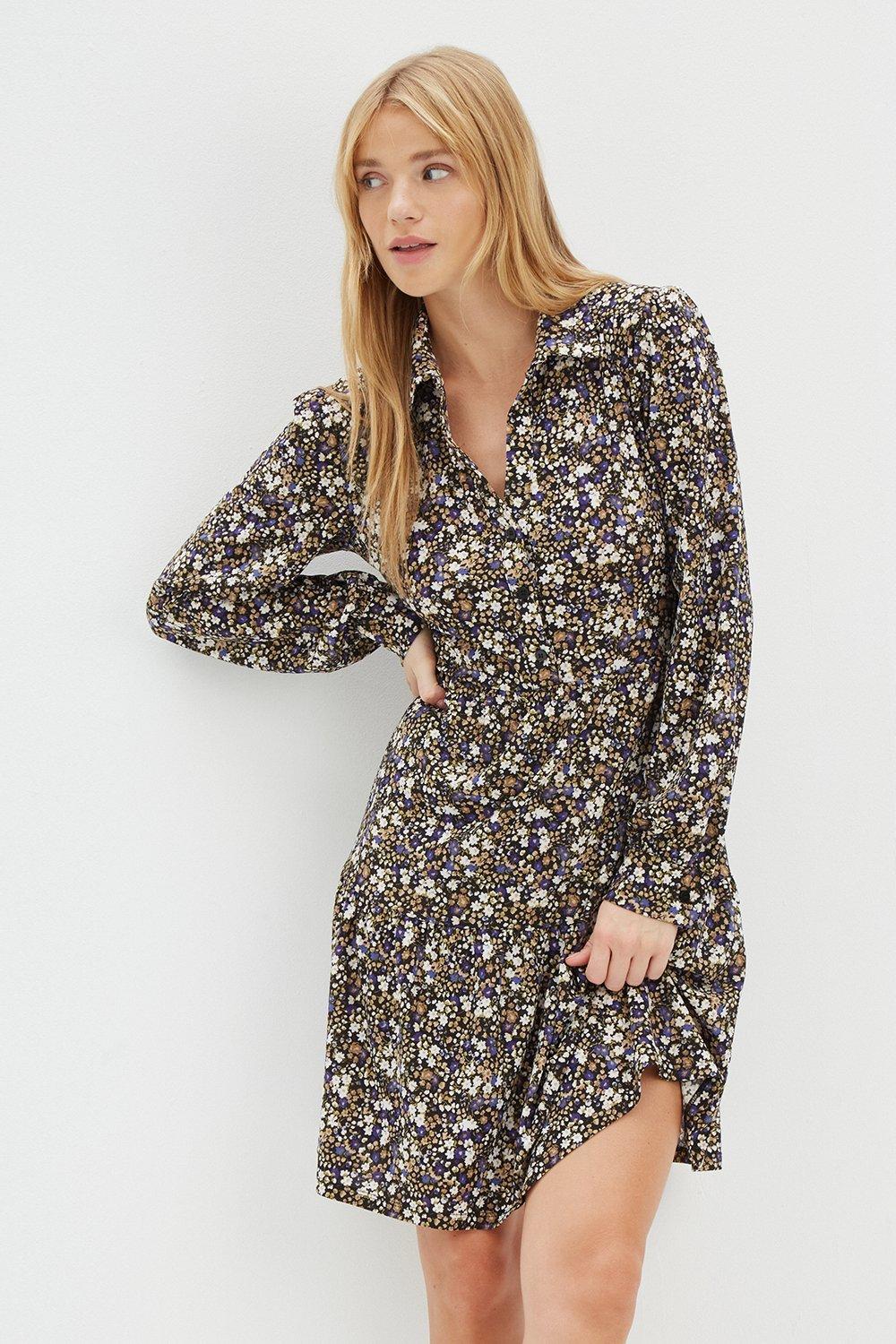 Dresses | Lilac Ditsy Floral Mini Shirt Dress | Dorothy Perkins