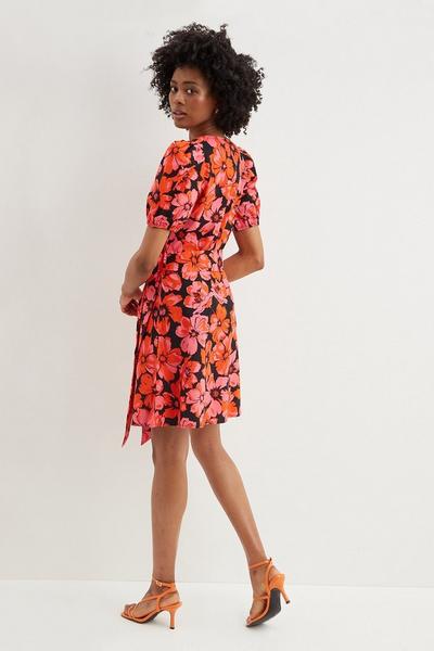 Dorothy Perkins pink Tall Pink Poppy Floral Wrap Front Mini Dress