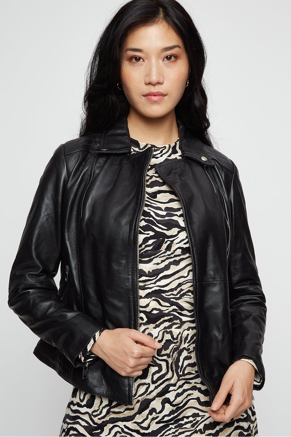 Jackets & Coats | Leather Biker Jacket | Dorothy Perkins