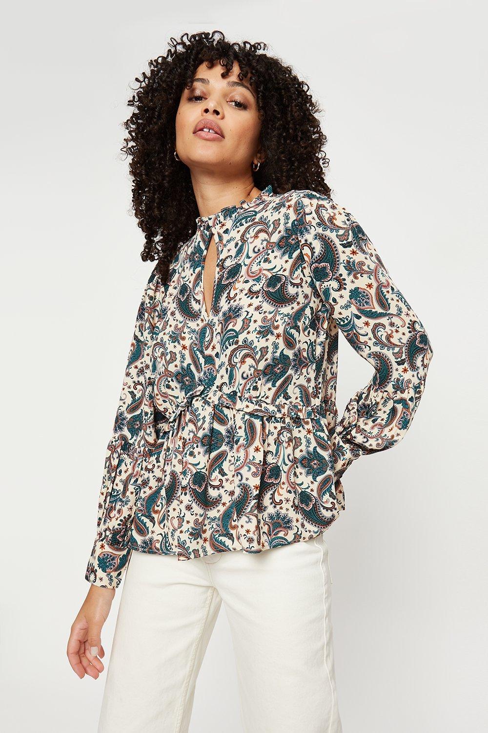 Dorothy Perkins Ivory Paisley Keyhole Boho Blouse | Debenhams