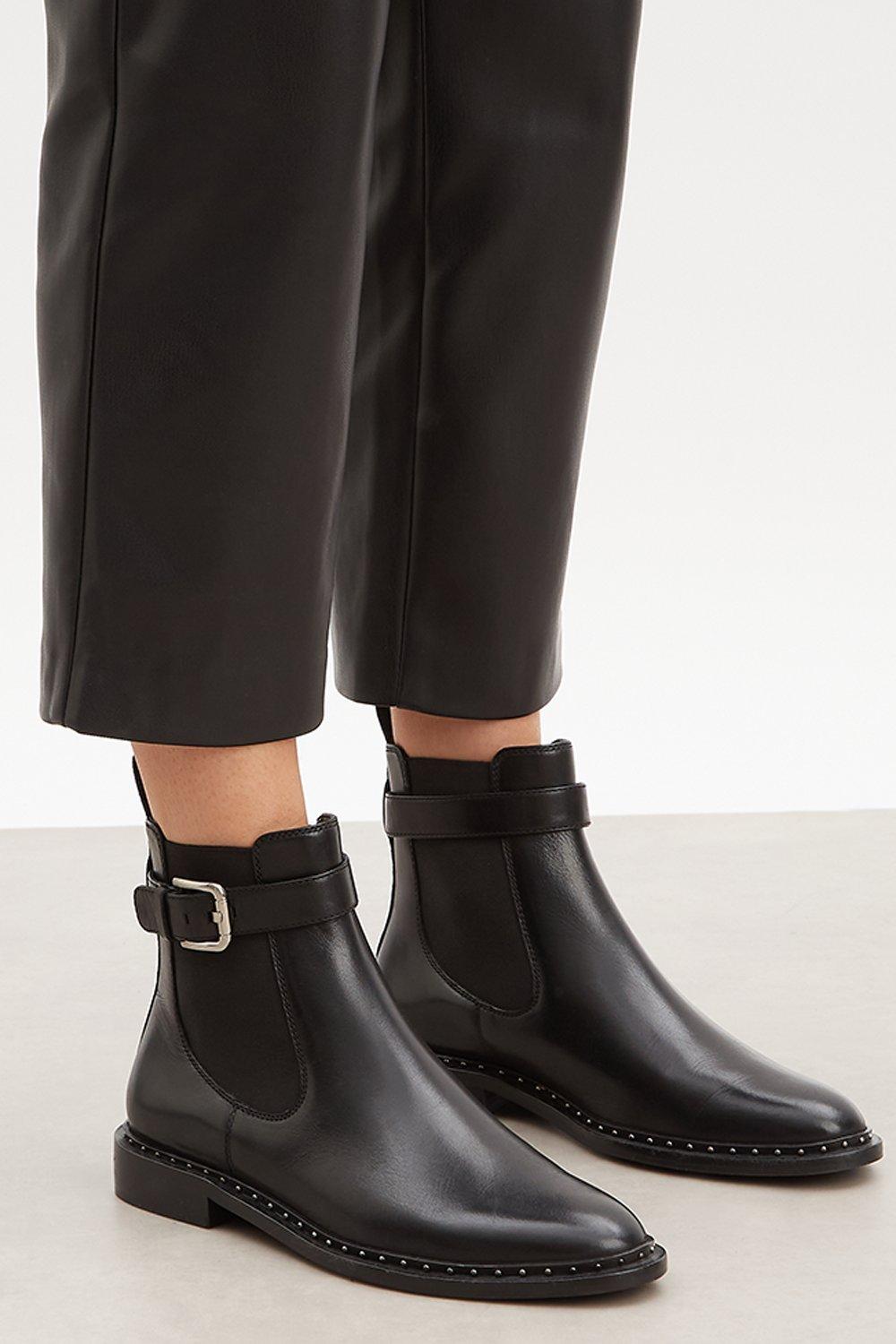Boots | Principles: Maggie Leather Buckle Detail Chelsea Boots | Principles