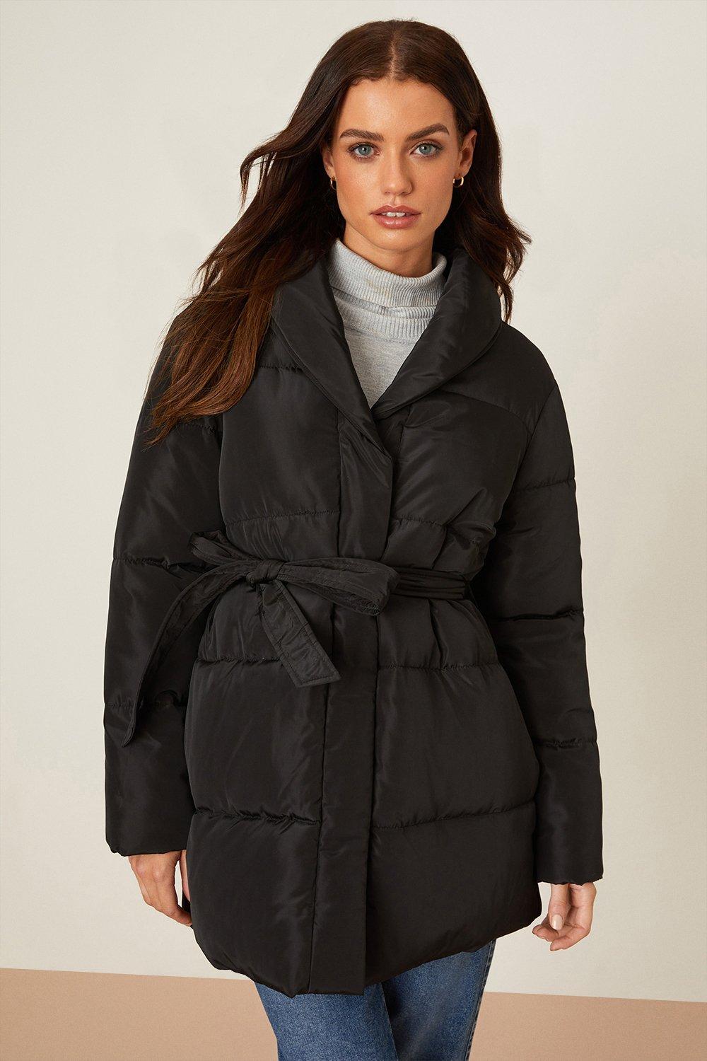 Jackets & Coats | Petite Padded Duvet Wrap Coat | Dorothy Perkins