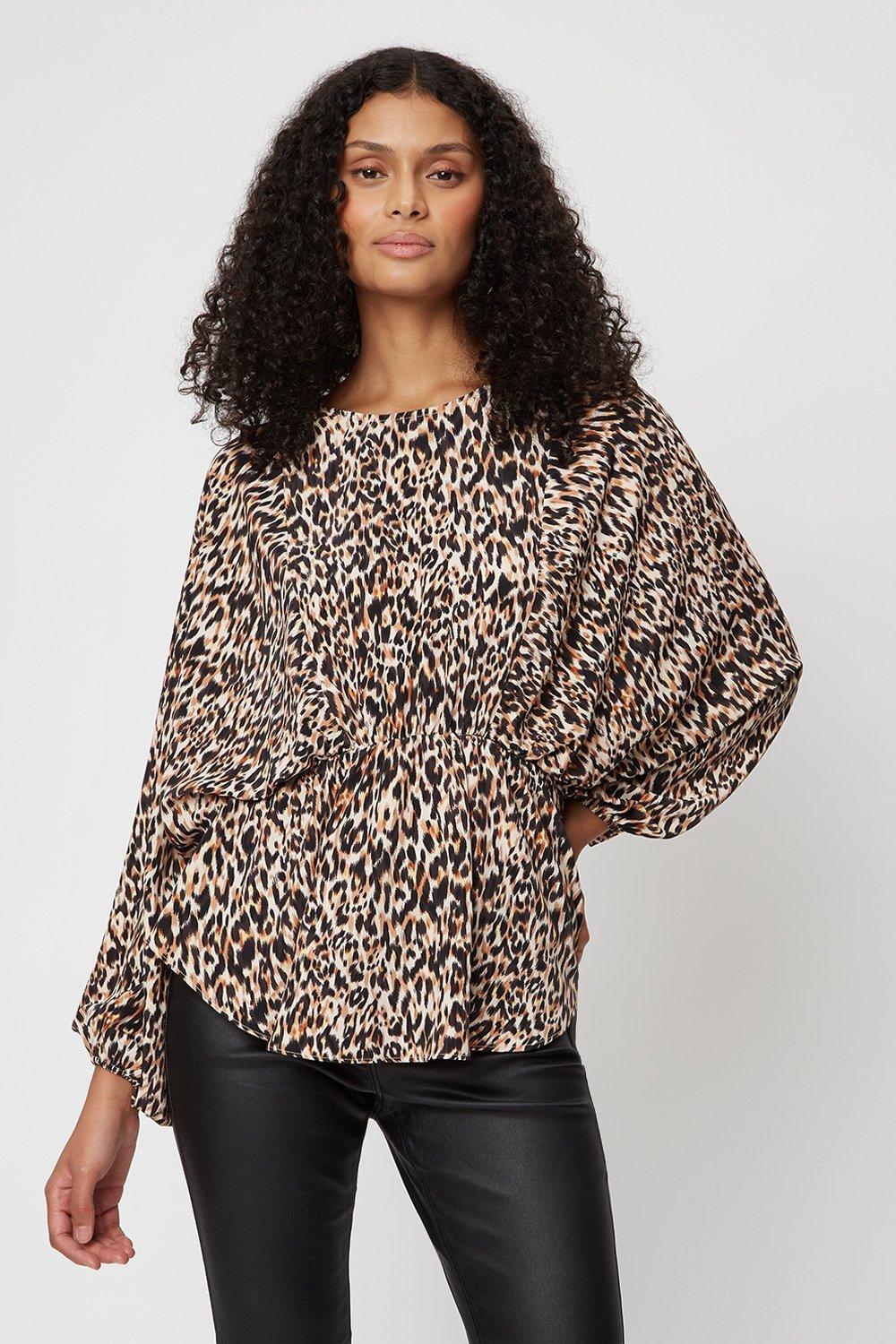 Tops | Leopard Print Batwing Blouse | Dorothy Perkins