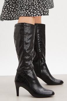 Good For the Sole black croc Good For The Sole: Kris Comfort High Leg Boots