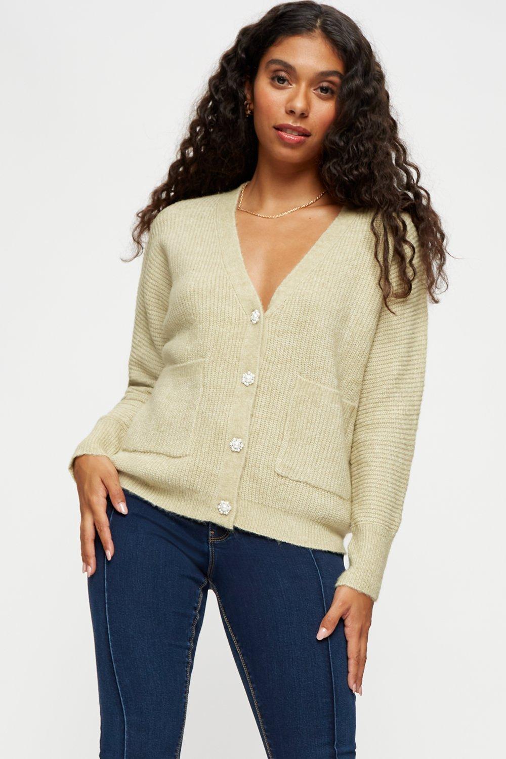 Jumpers & Cardigans | Petite Knit Ribbed Cardigan | Dorothy Perkins