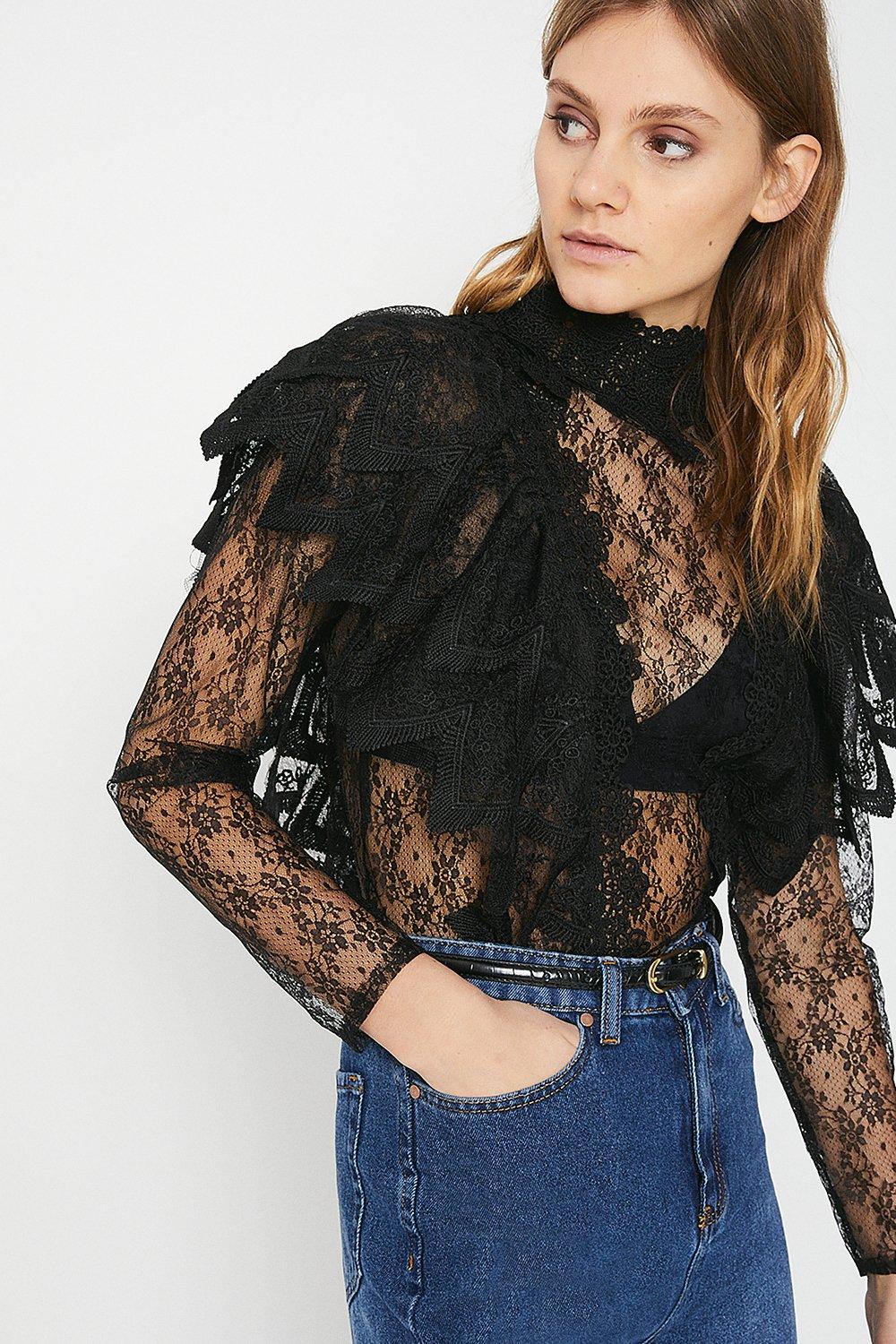 Tops | Lace Victoriana Blouse | Warehouse