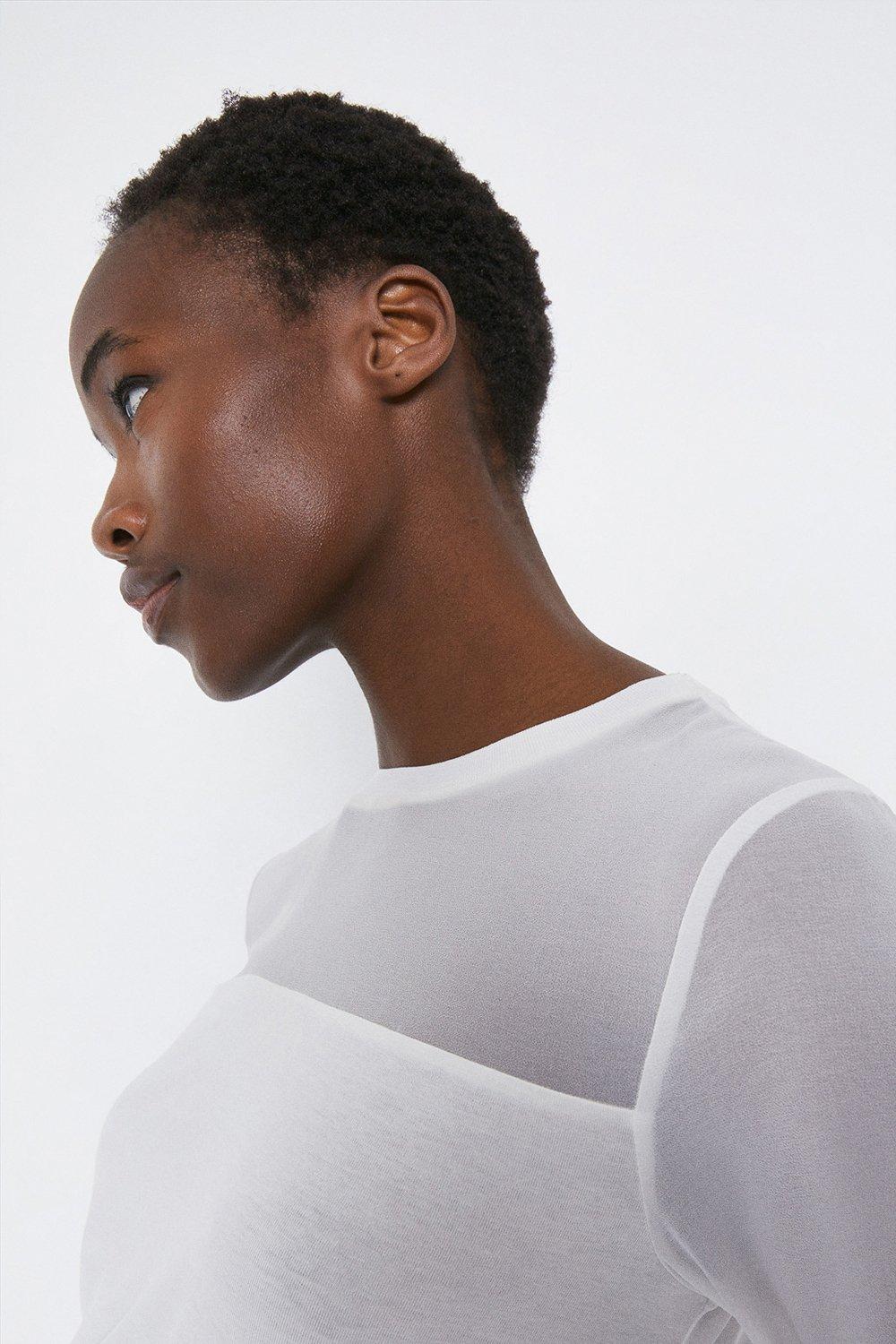 warehouse sheer sleeve top