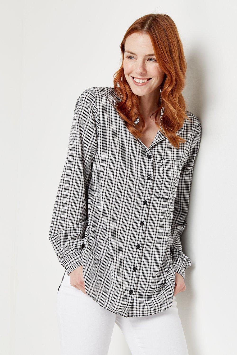 Shirts | Gingham Longline Shirt | Wallis