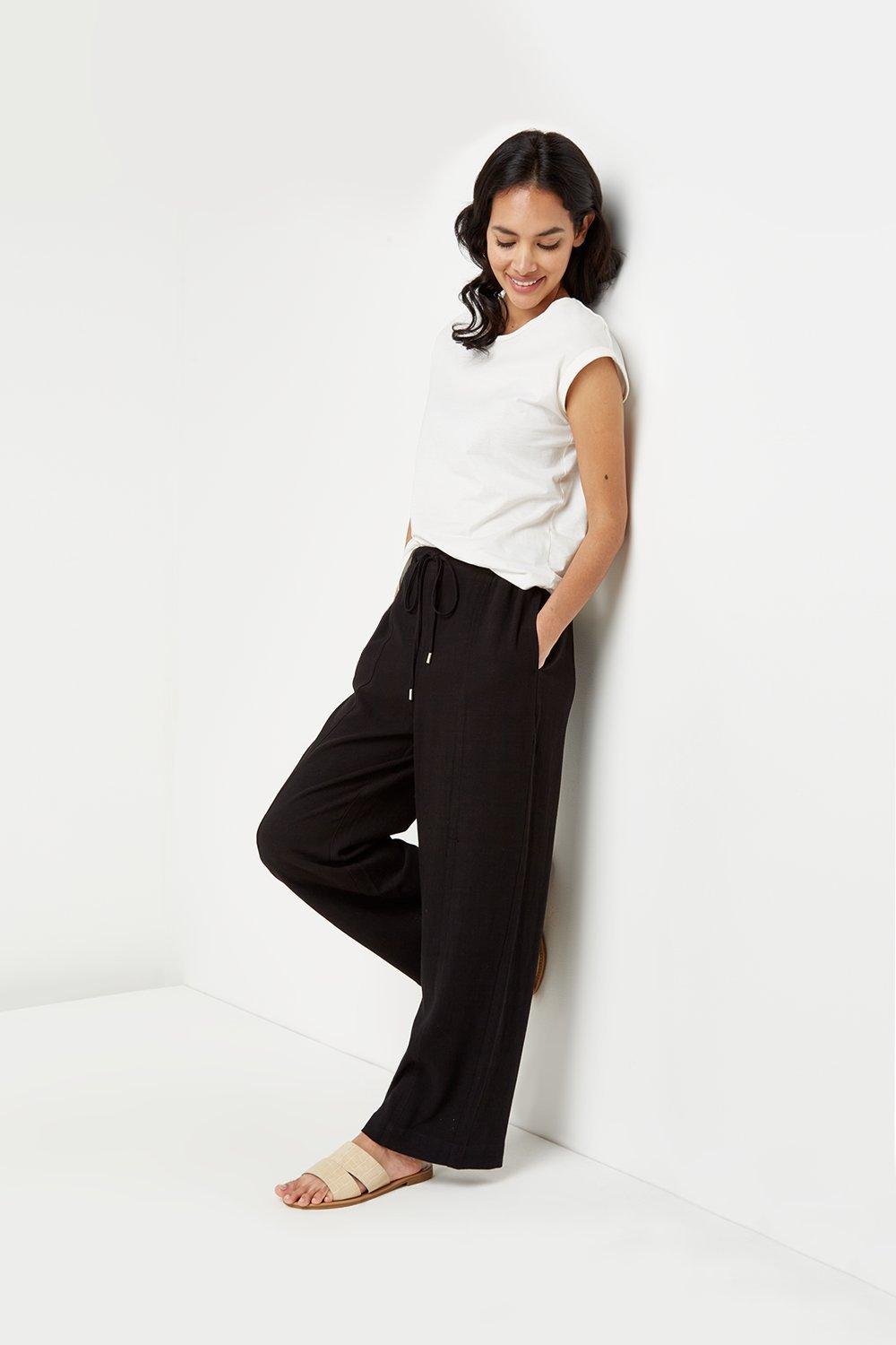 wide leg black trousers petite