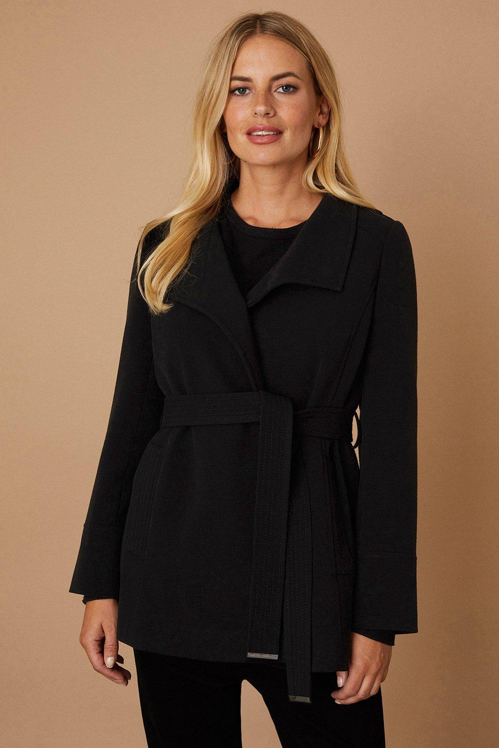 Petite Short Belted Wrap Coat