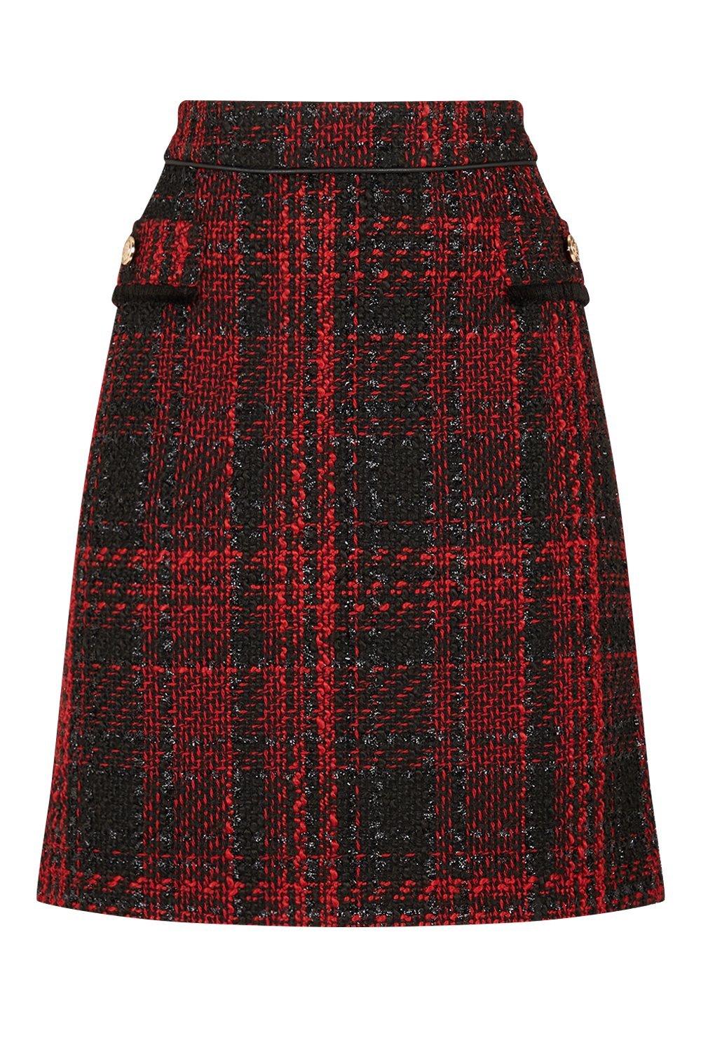 long tartan pleated skirt