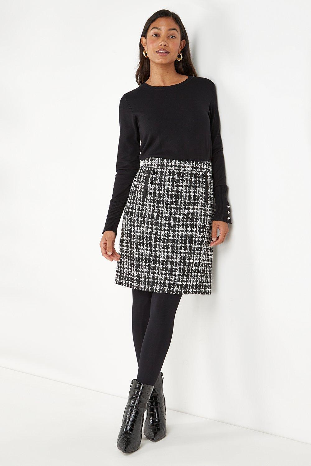 Skirts | Tall Mono Check Skirt | Wallis