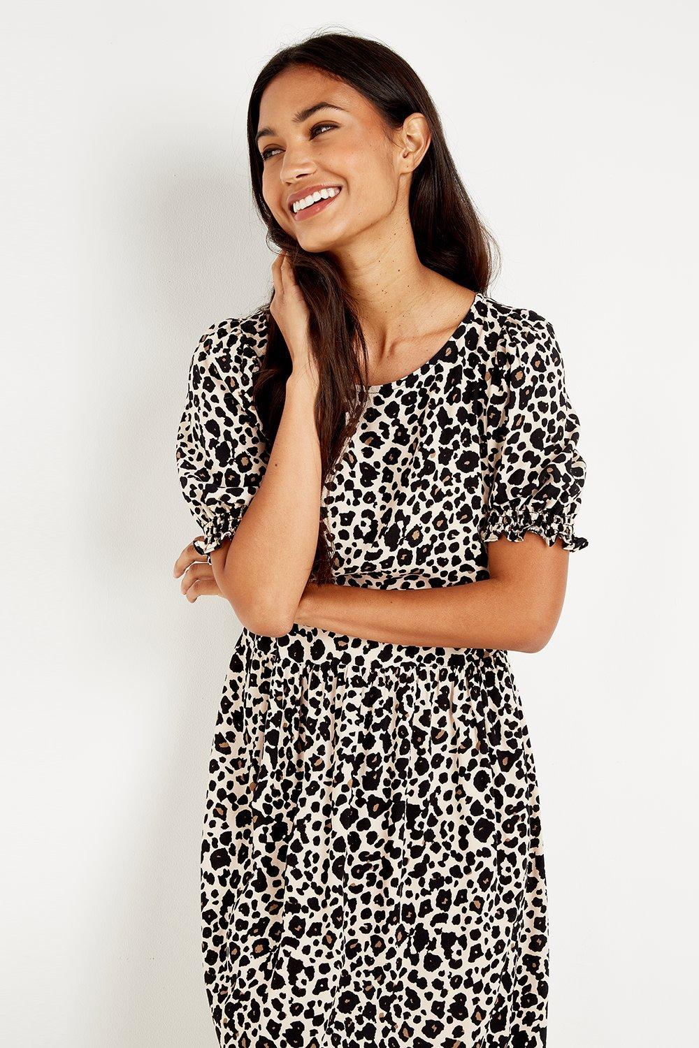 wallis stone animal print midi dress