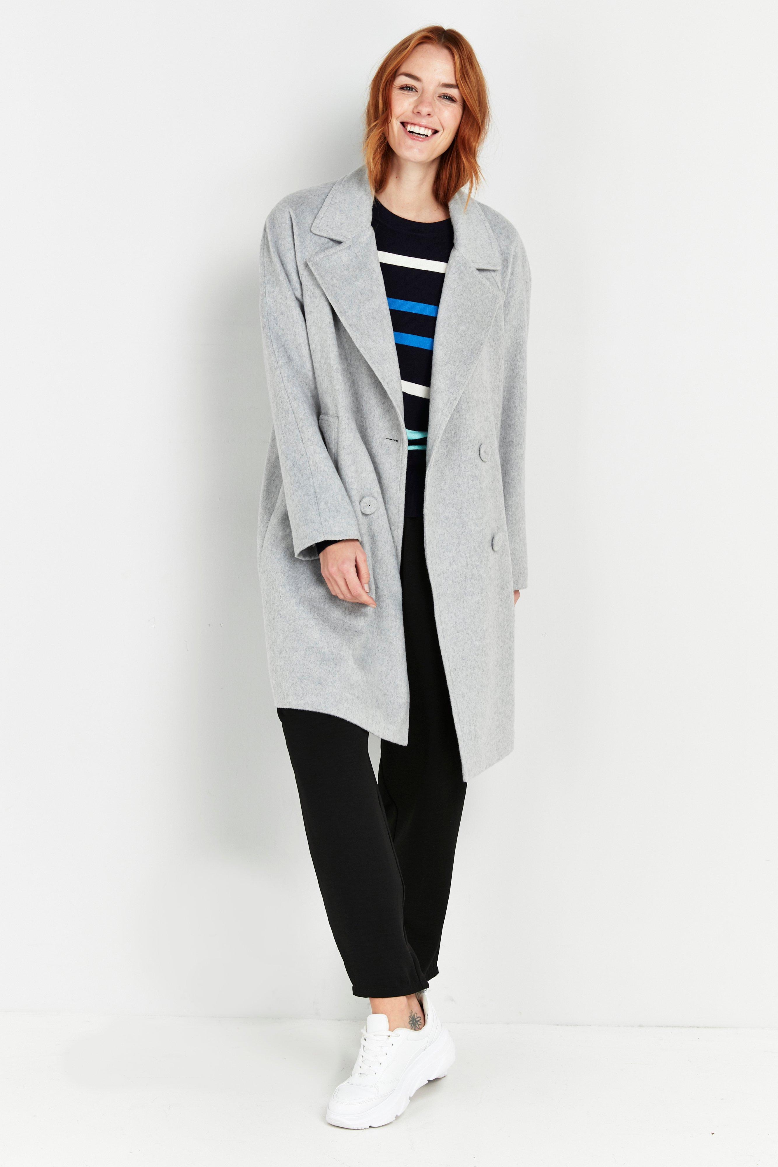 Jackets & Coats | TALL Grey Double Breasted Coat | Wallis