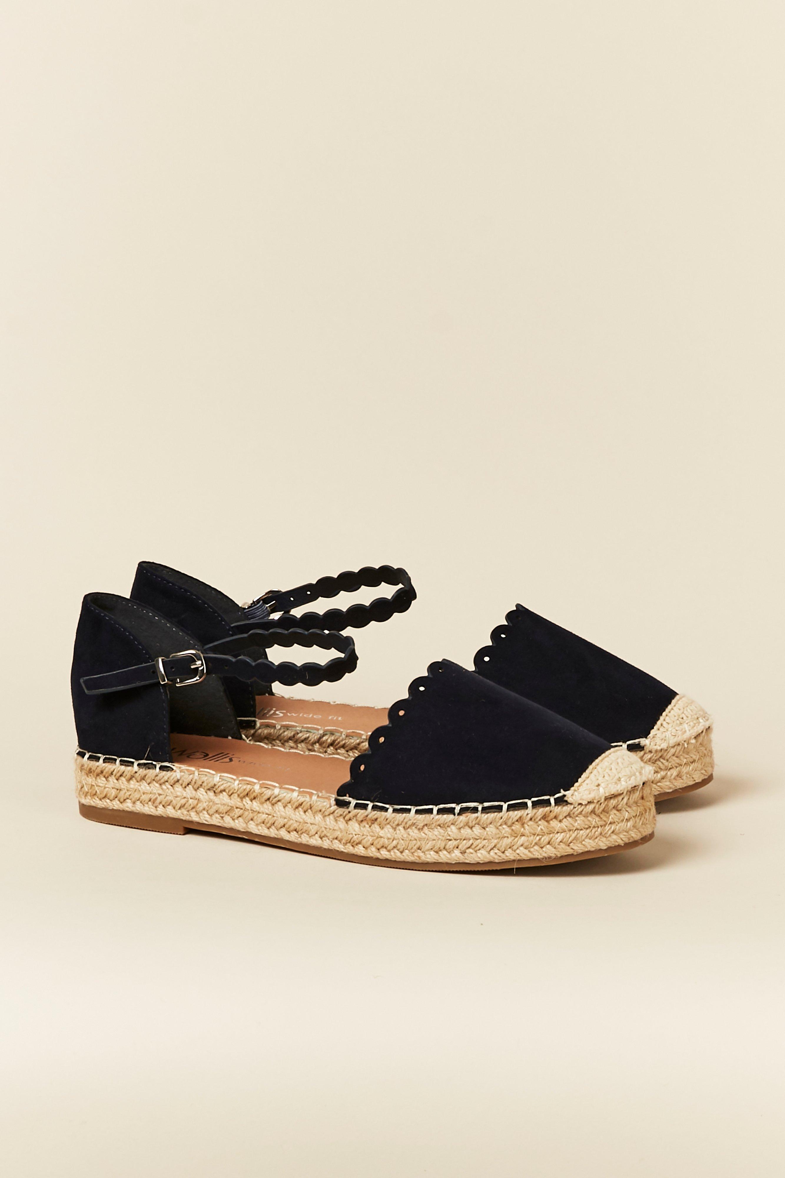 Sandals | WIDE FIT Navy Espadrille Sandal | Wallis