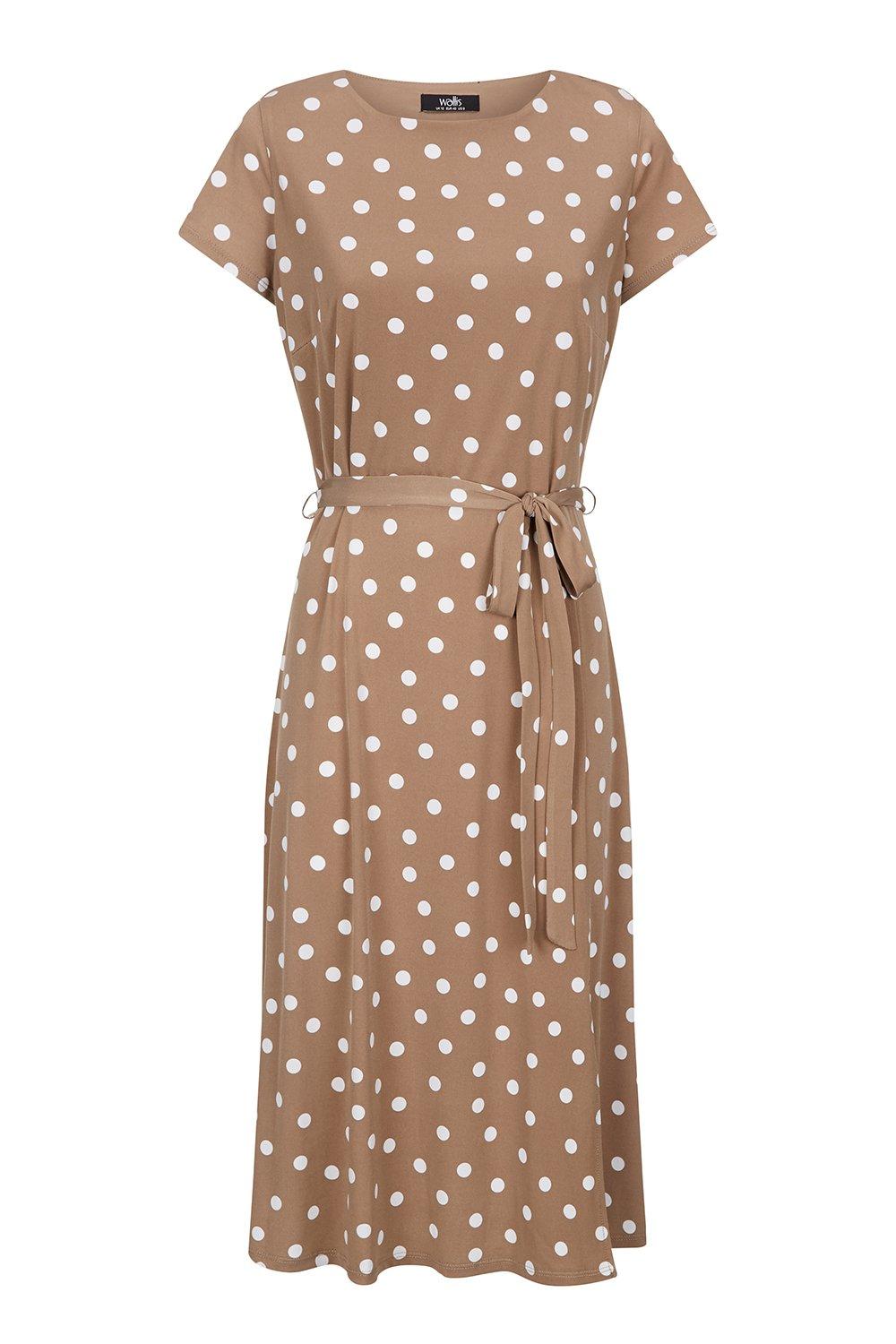 taupe and white polka dot dress