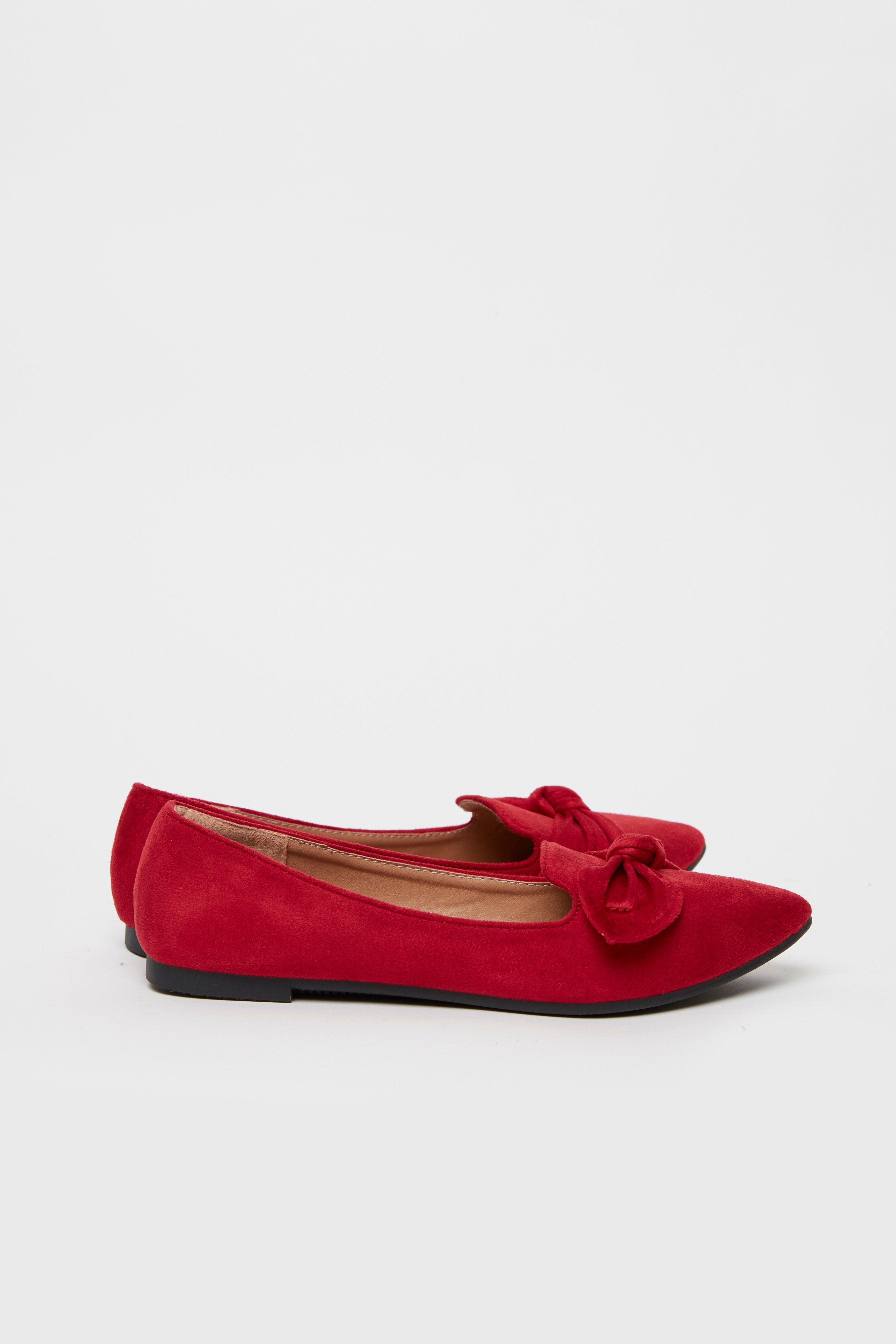 Flats | Red Bow Detail Ballet Pump | Wallis