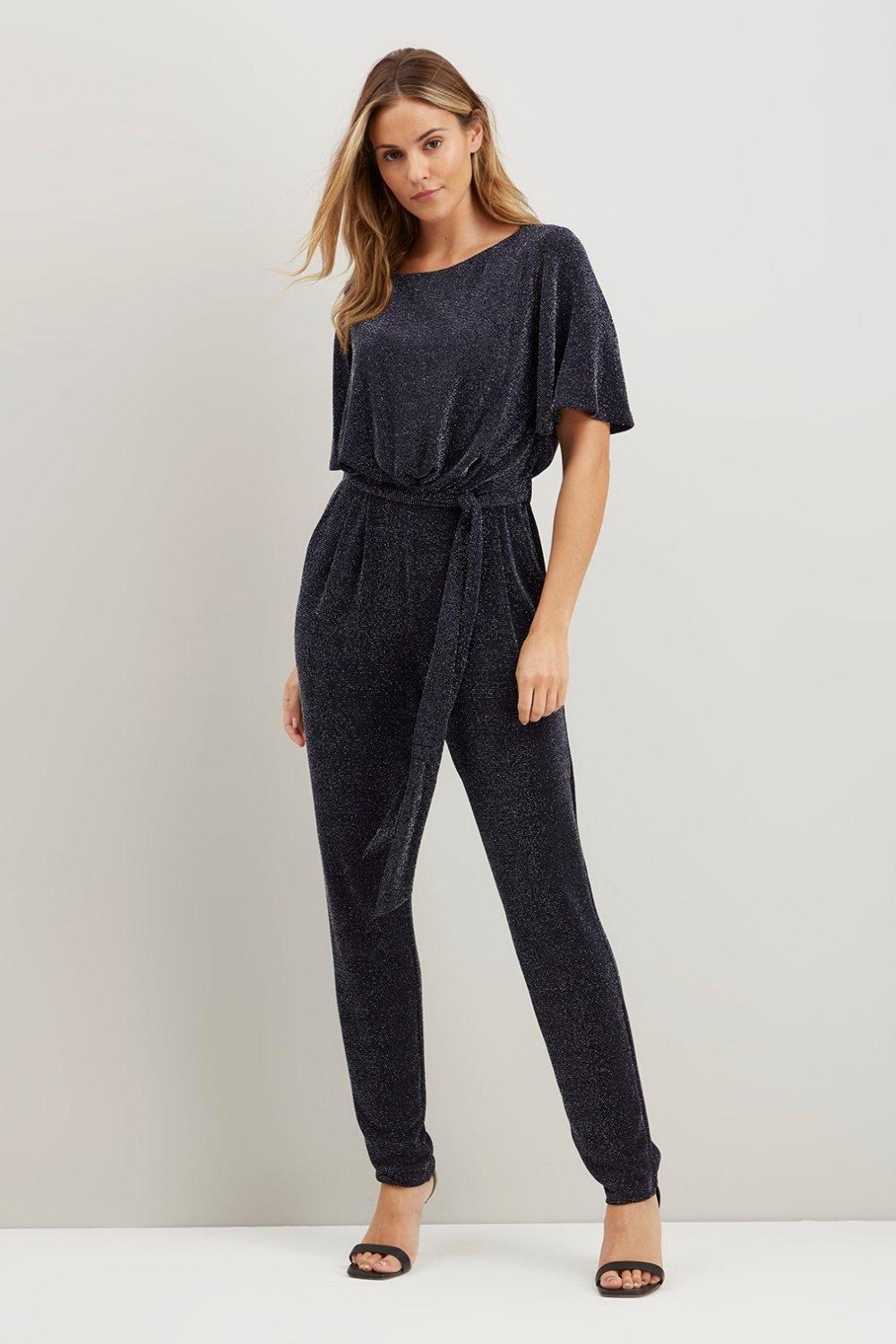 Jumpsuits | Tall Shimmer Flutter Sleeve Jumpsuit | Wallis