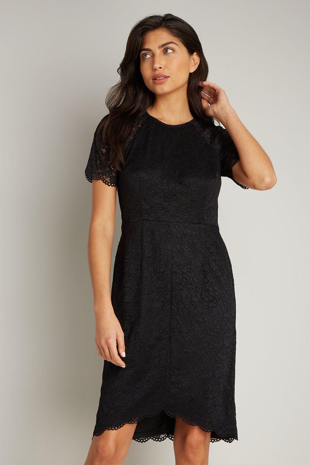 Wallis Petite Black Sheer Sleeve Dress | Debenhams