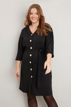 Wallis black Curve Black Jersey Button Through Dress