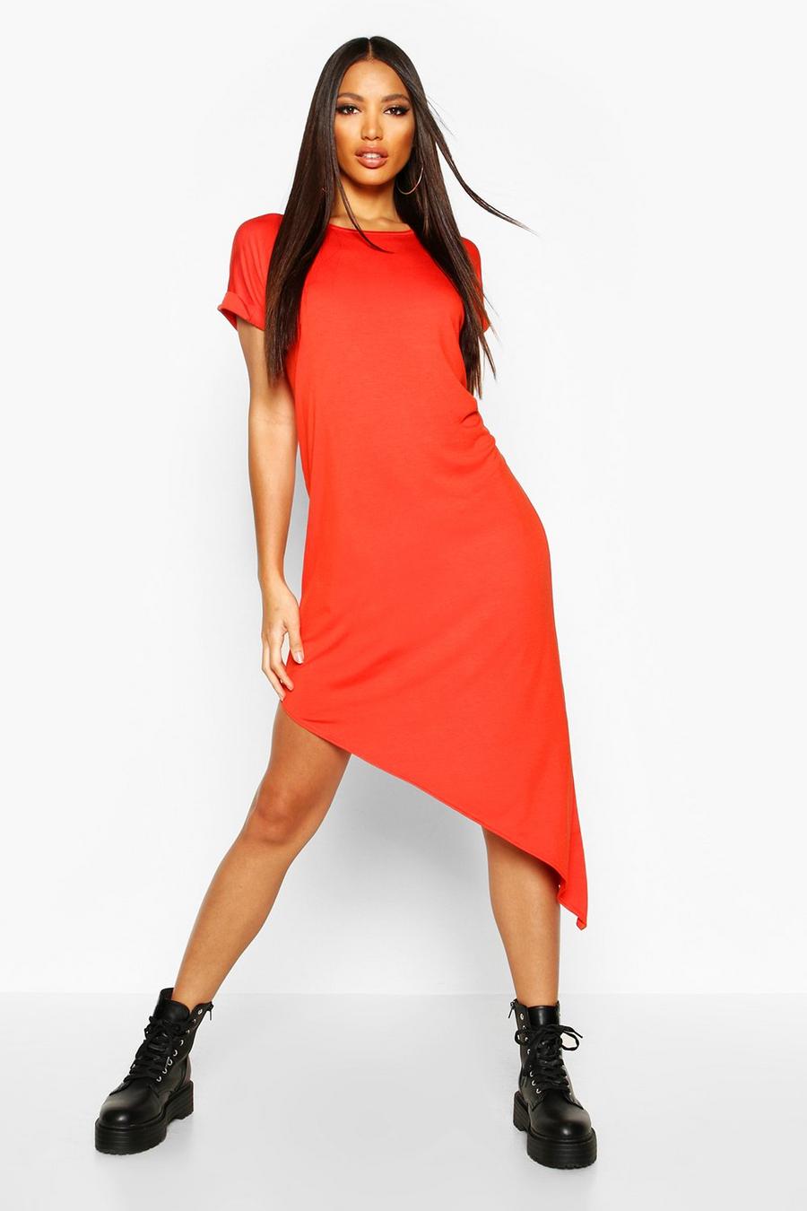 Rust Asymmetric T-Shirt Midi Dress image number 1