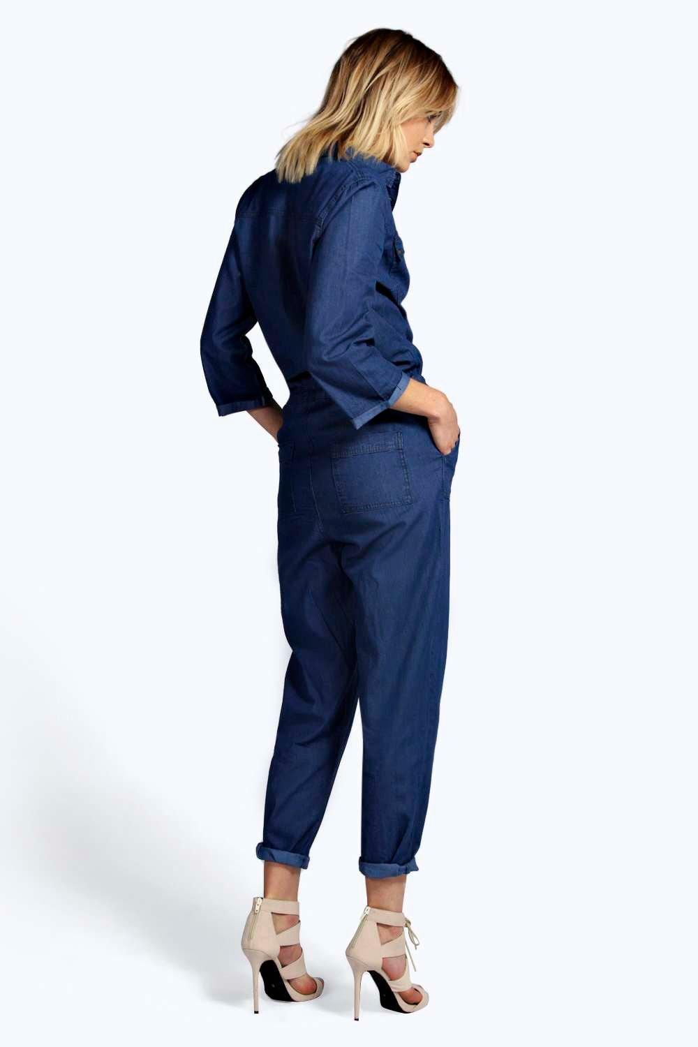 boohoo denim boiler suit