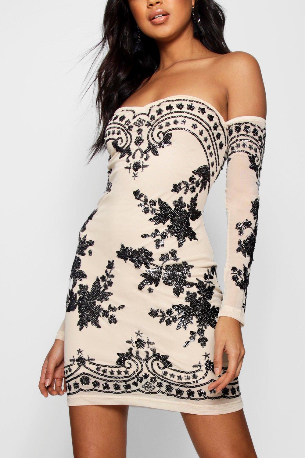 Boutique Embellished Off Shoulder Dress boohoo UK