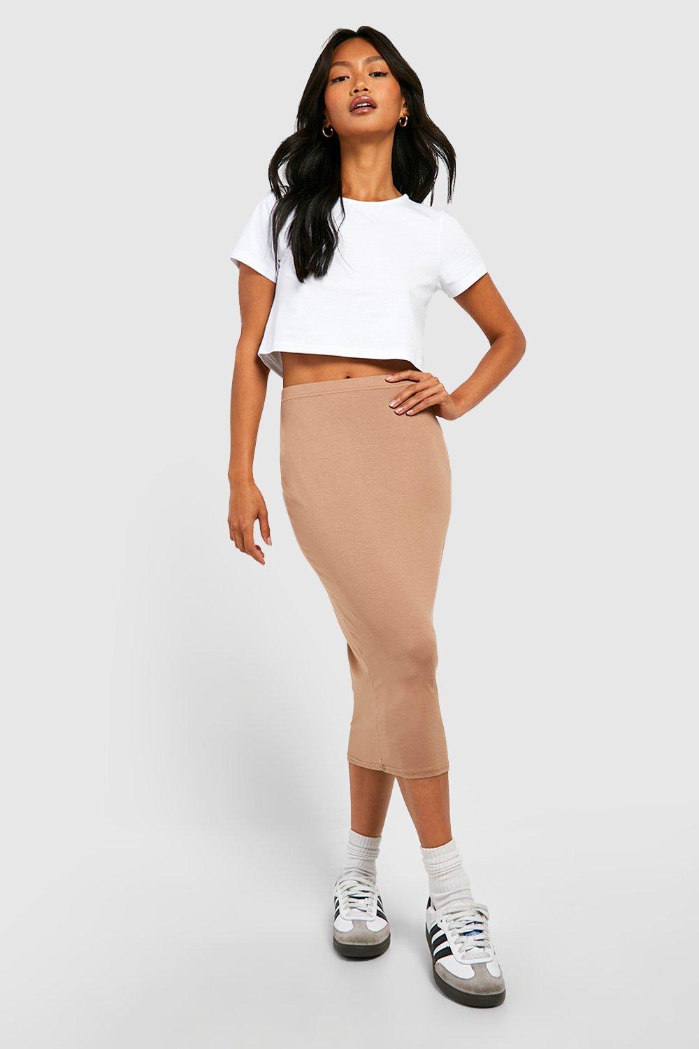 Stretch-wool jersey midi skirt