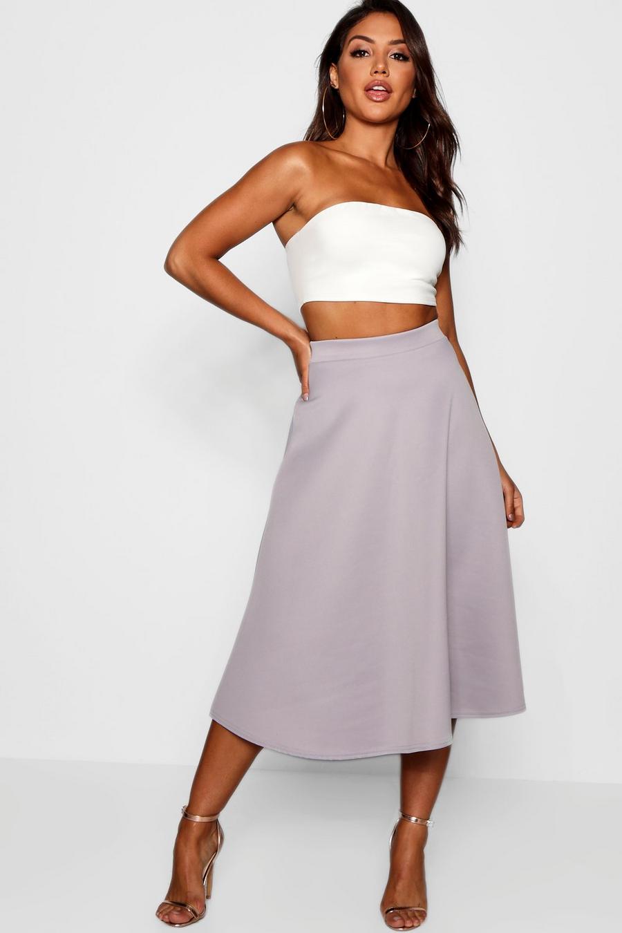 Grey Basic Plain Full Circle Midi Skirt image number 1