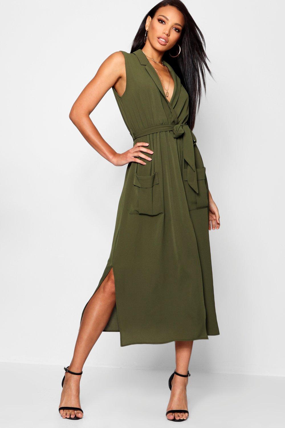 sleeveless midi shirt dress