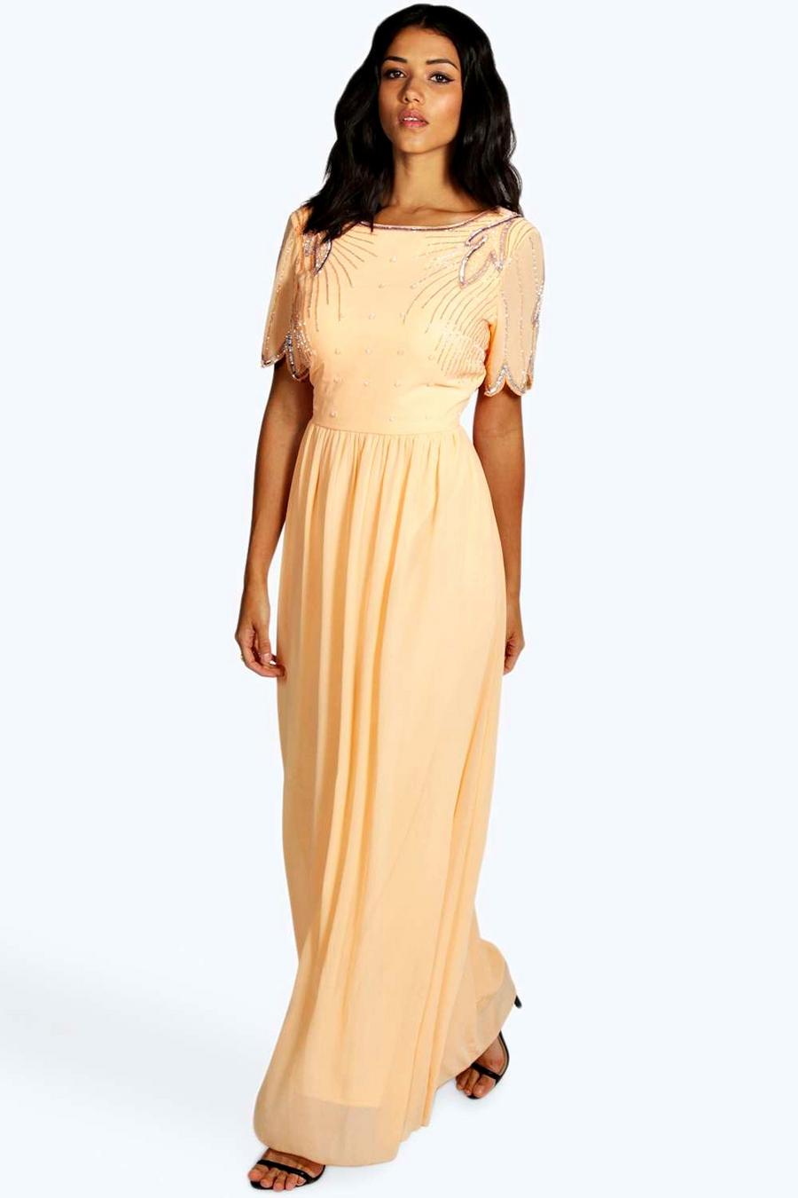 Peach Leah Boutique Embellished Maxi Dress image number 1