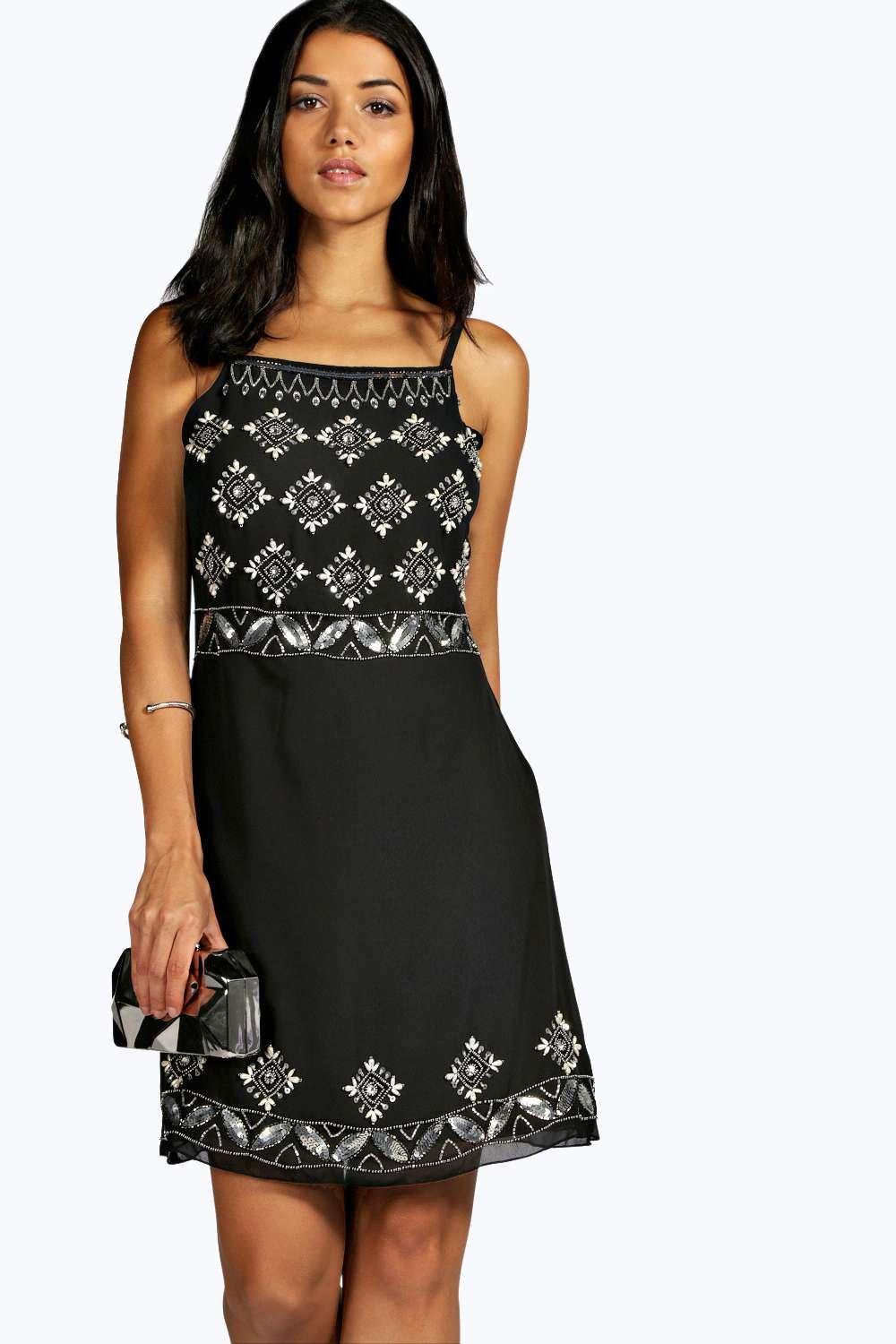 boohoo embellished shift dress