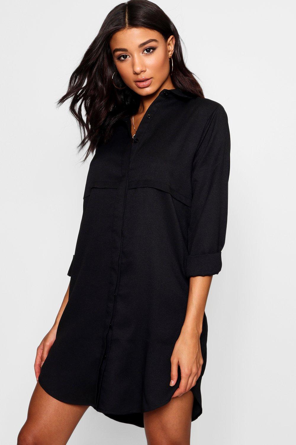 boohoo black shirt dress