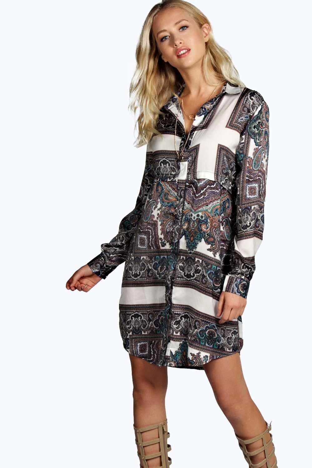 boohoo paisley shirt dress