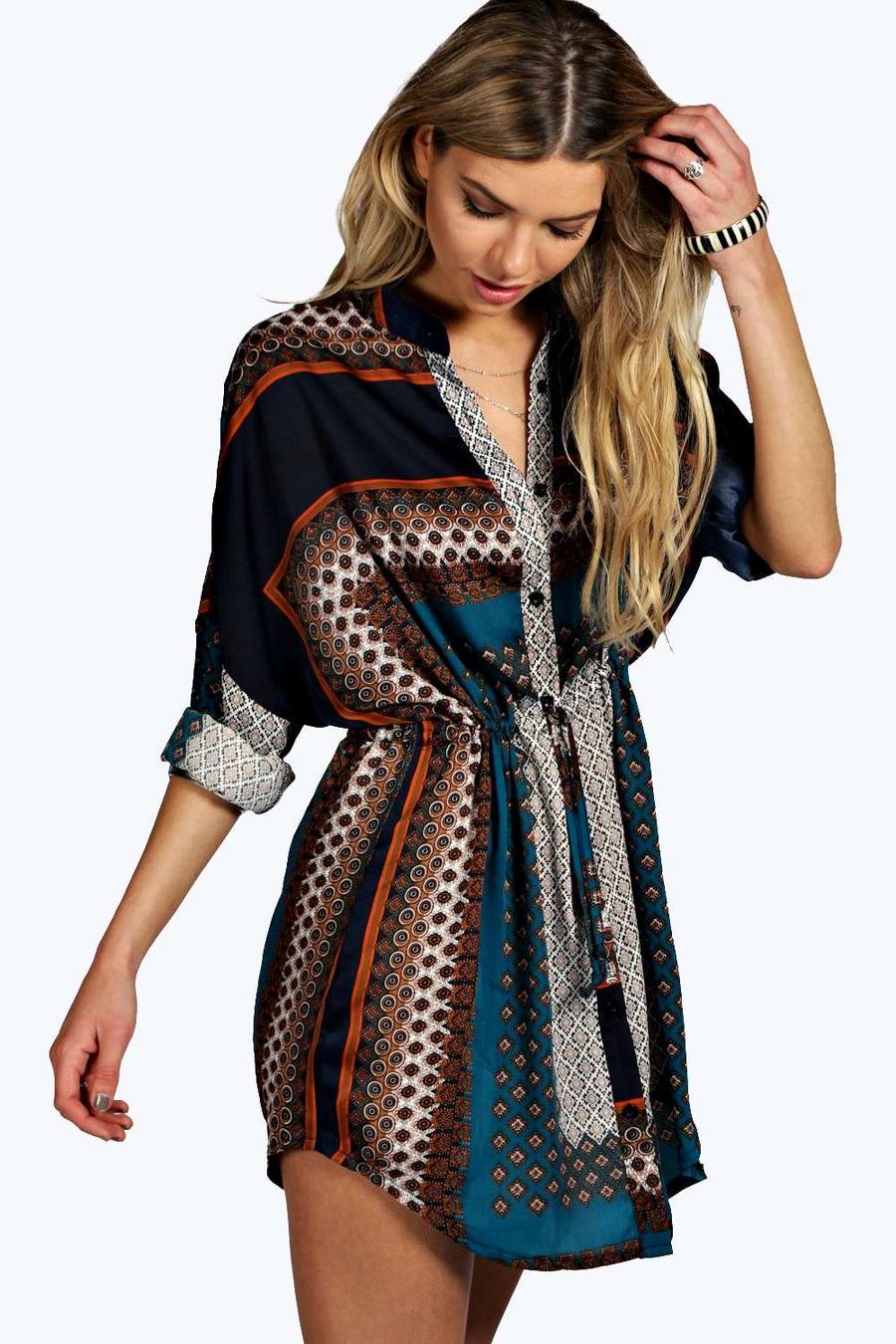 טורקיז שמלת חולצה בדוגמת פייזלי image number 1
