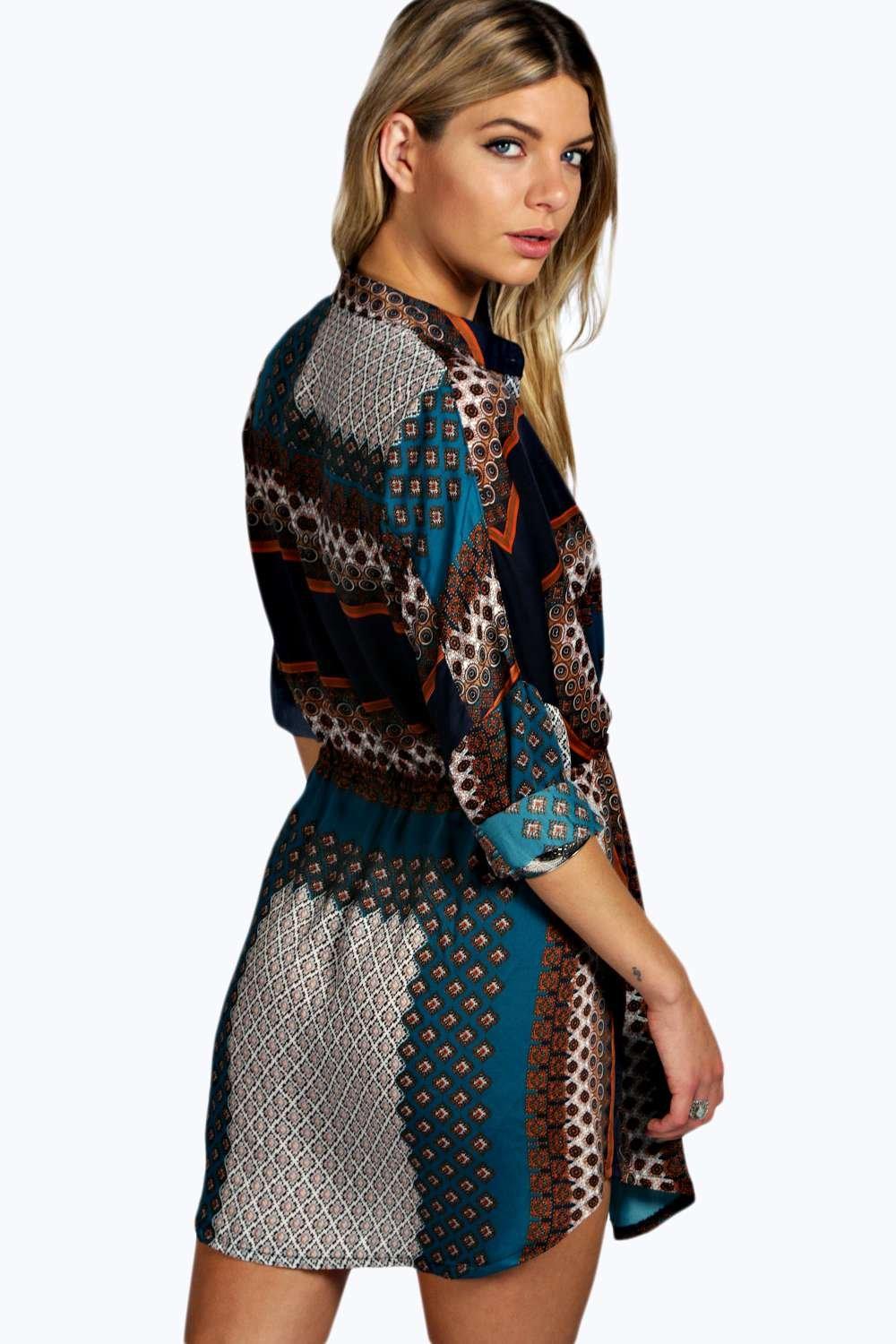 boohoo paisley shirt dress