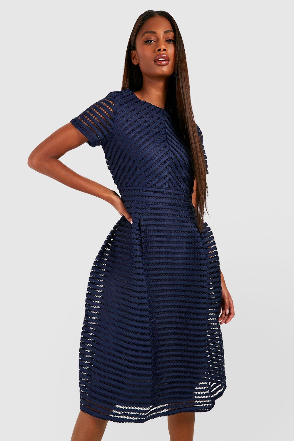 boohoo navy blue dress