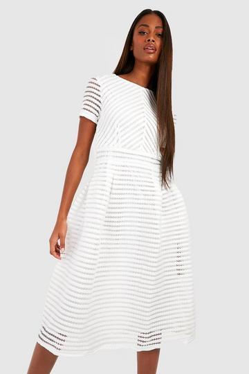 Boutique Full Skirted Prom Midi Dress white