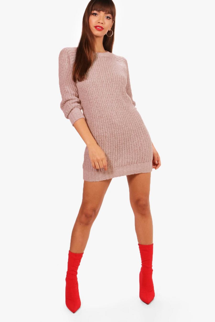 Beige Soft Knit Sweater Dress image number 1