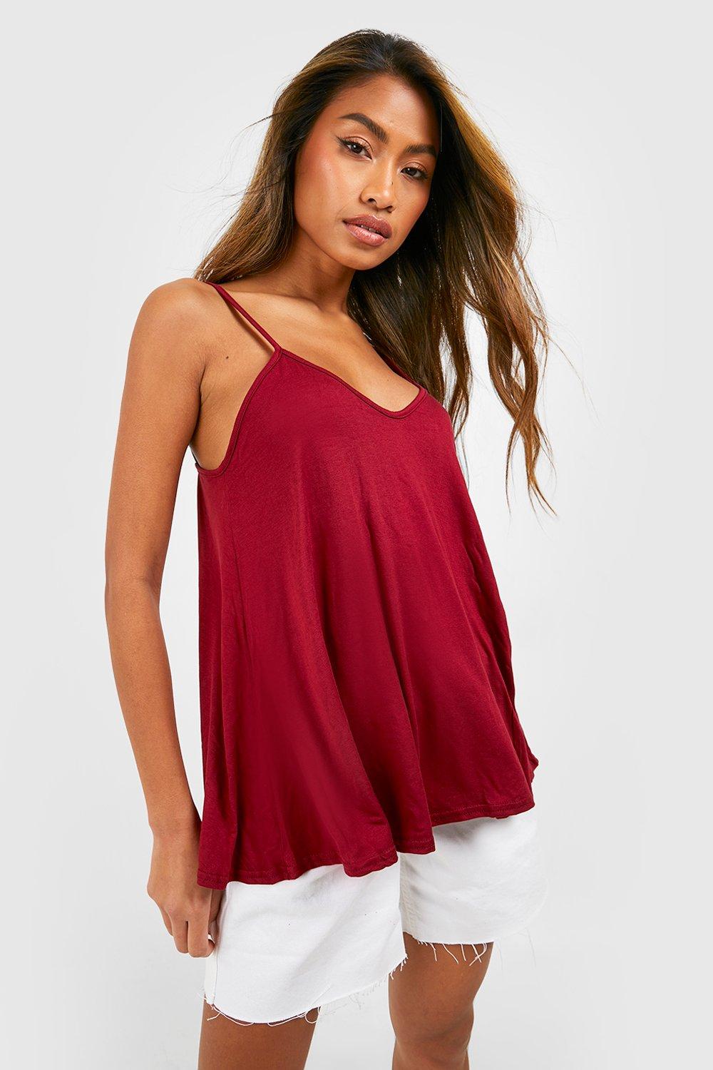 Burgundy Loose Cami Top  Fashion, Fashion outfits, Red cami tops