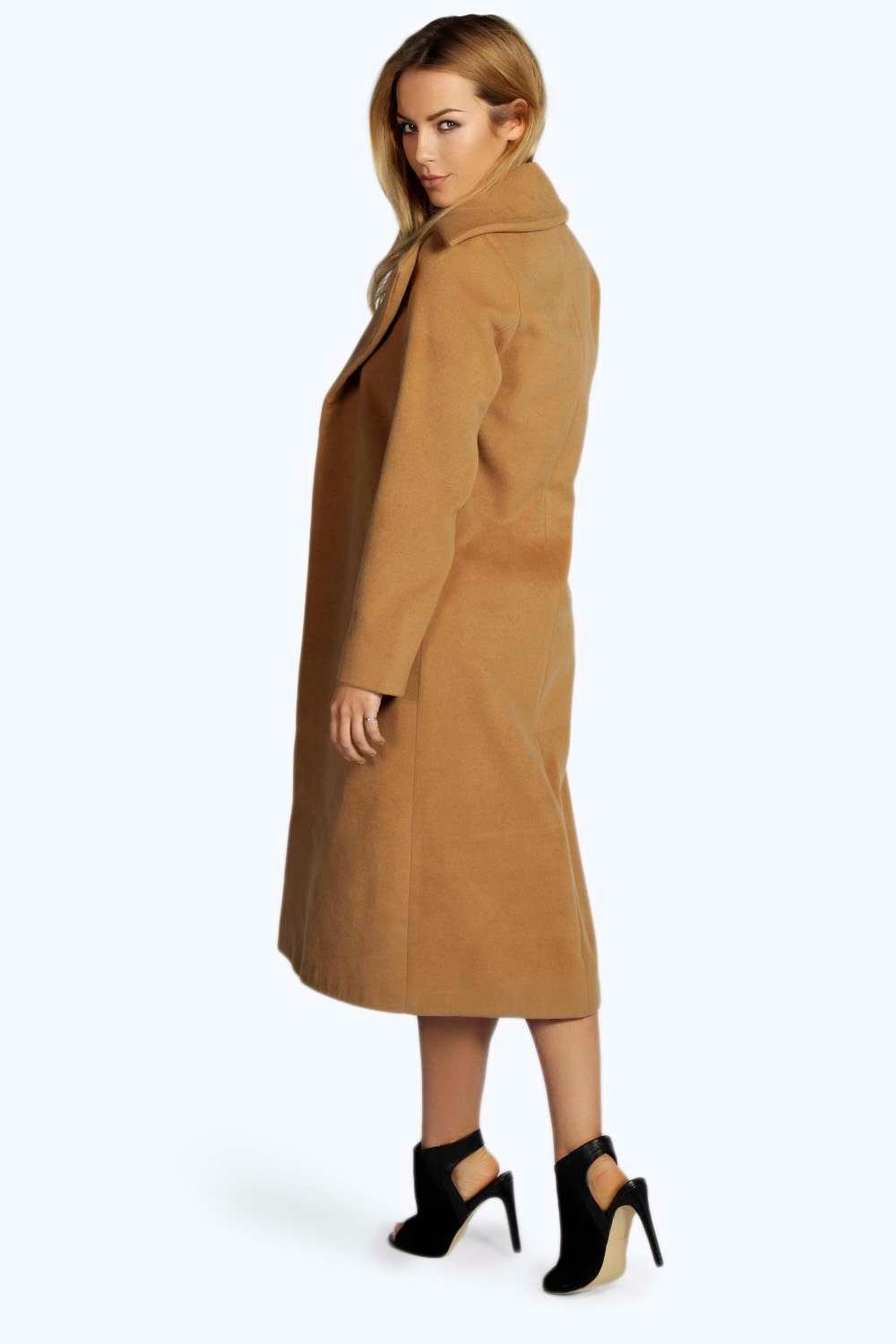 boohoo wool look coat in camel