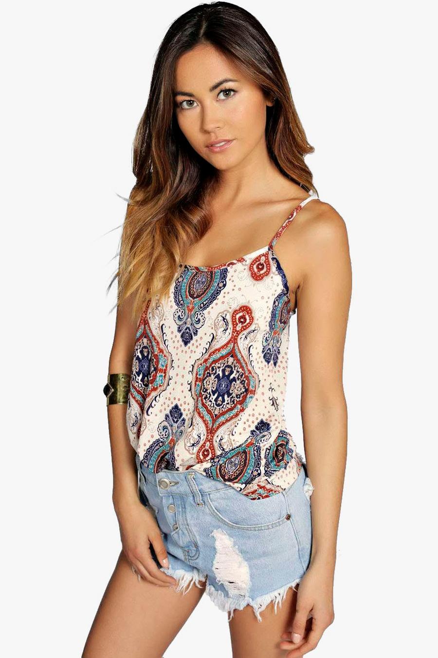 Cream Paisley Print Swing Cami Top image number 1