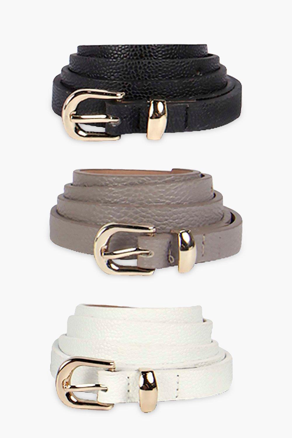 Skinny Belts 3 Pack | Boohoo UK