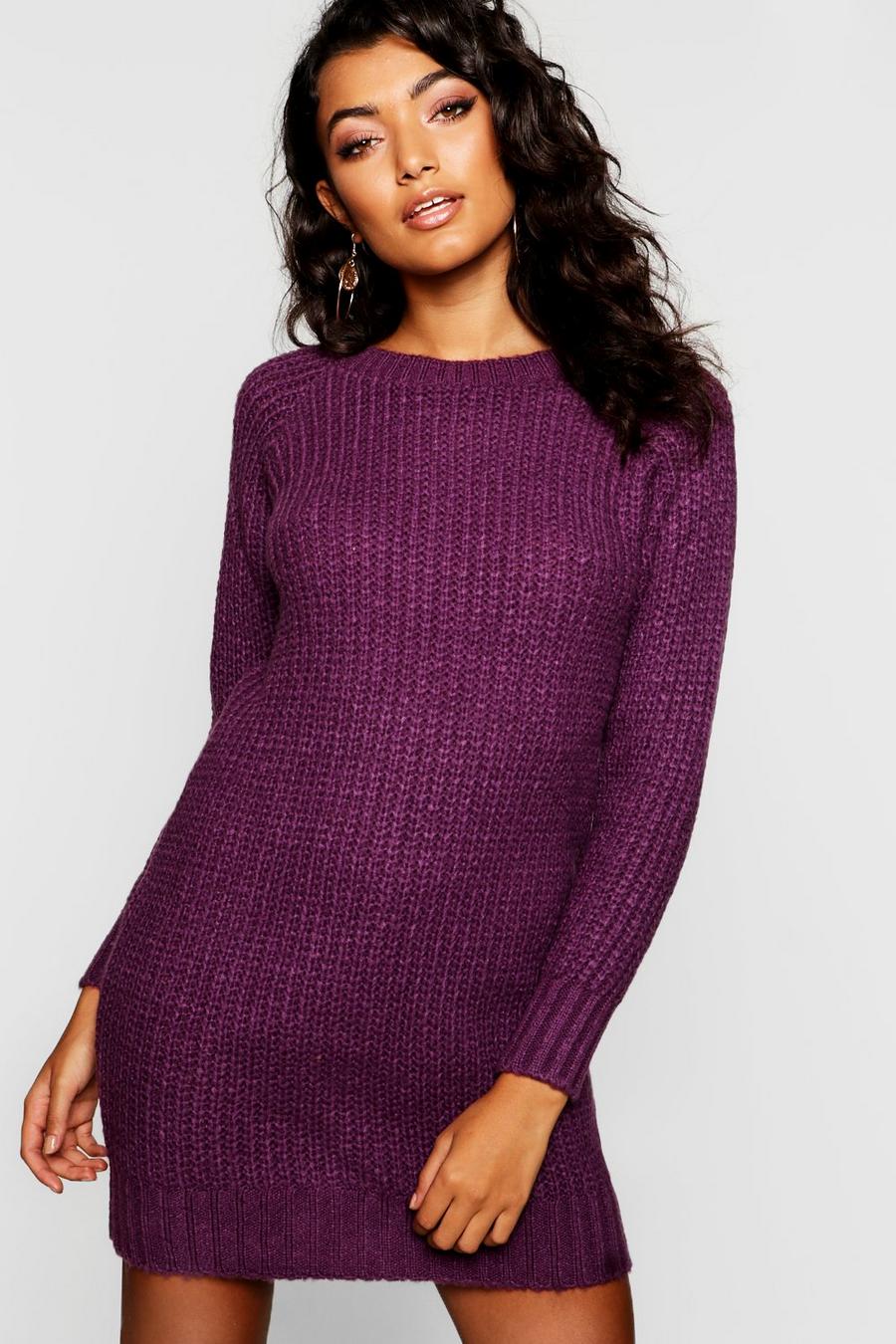 Purple Soft Knitted Sweater Dress image number 1