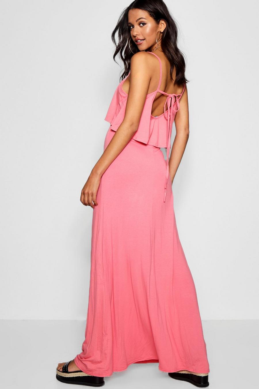 Coral Tie Back Maxi Dress image number 1