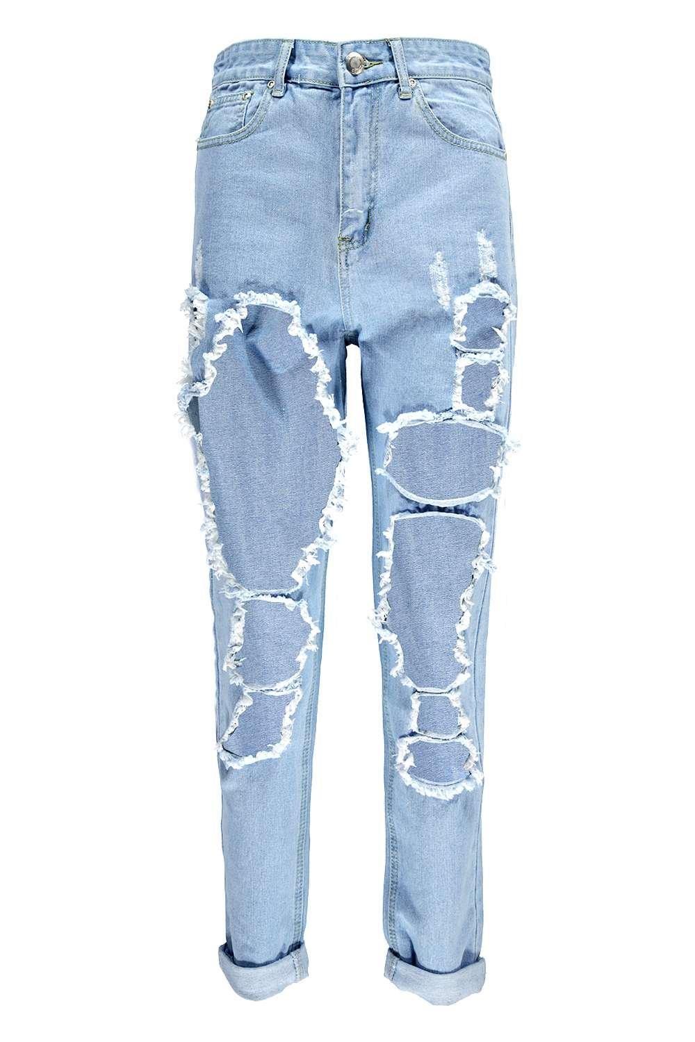 shredded leg mom jeans