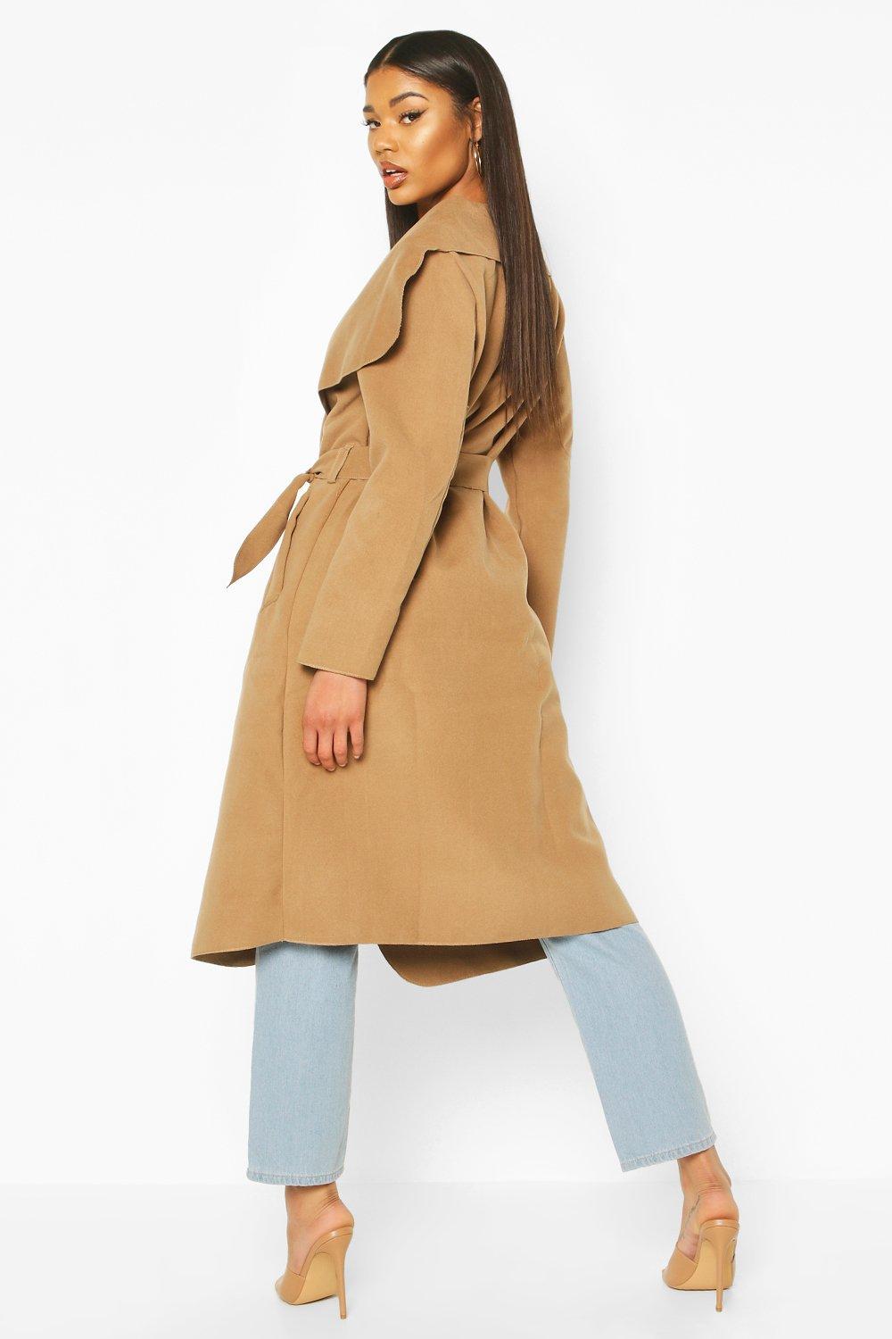 Belted shawl outlet collar coat boohoo