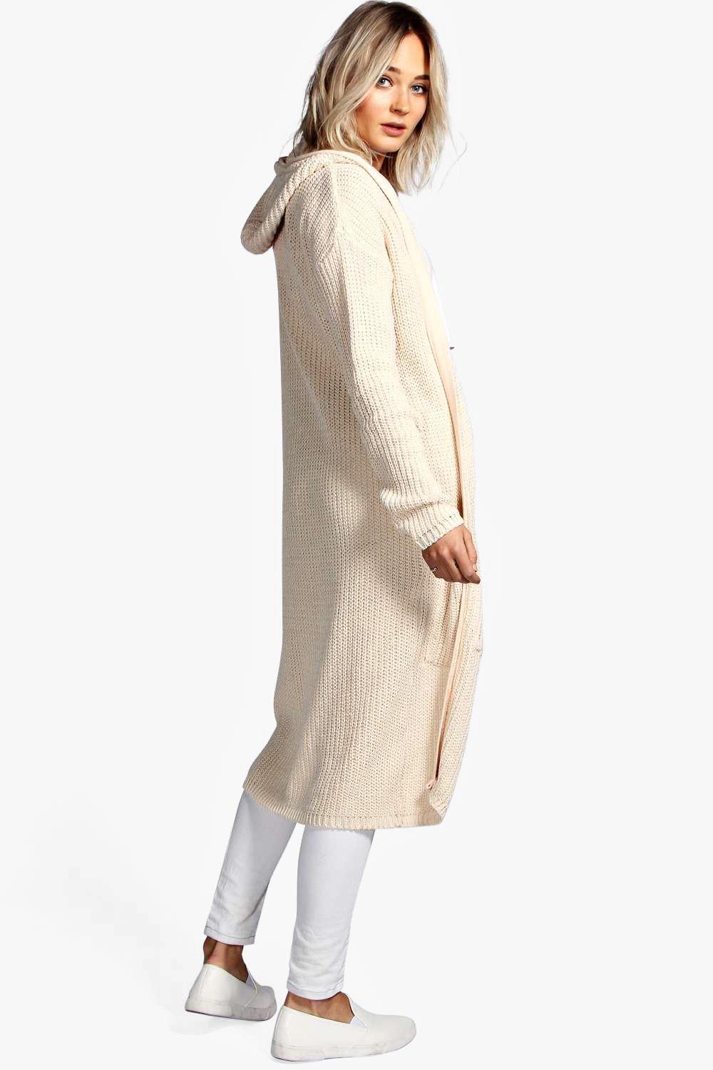 longline hooded cardigan womens