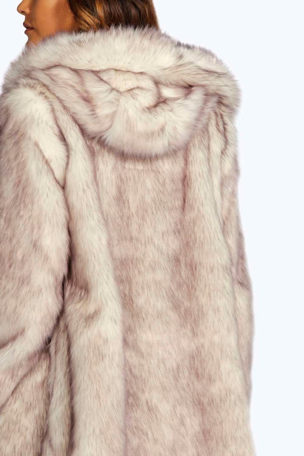 Cream fur hooded coat online