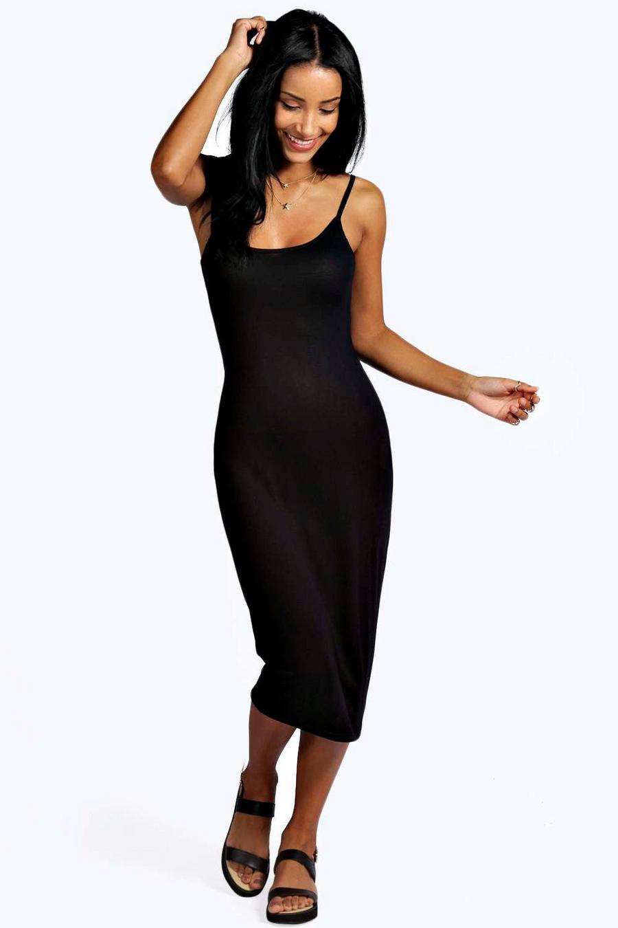 Black Nicole Strappy Bodycon Midi Dress image number 1